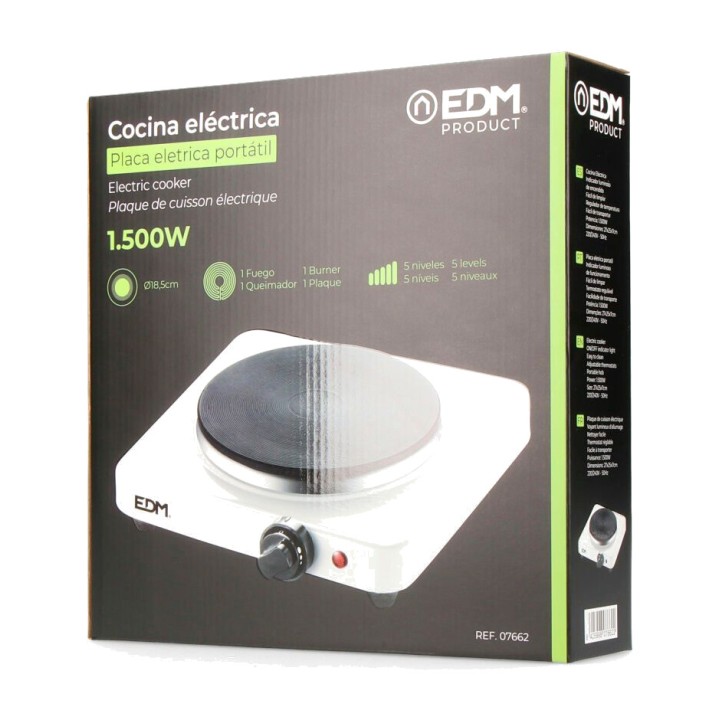 EDM Plaque de cuisson électrique 1 foyer 1500 W 07662