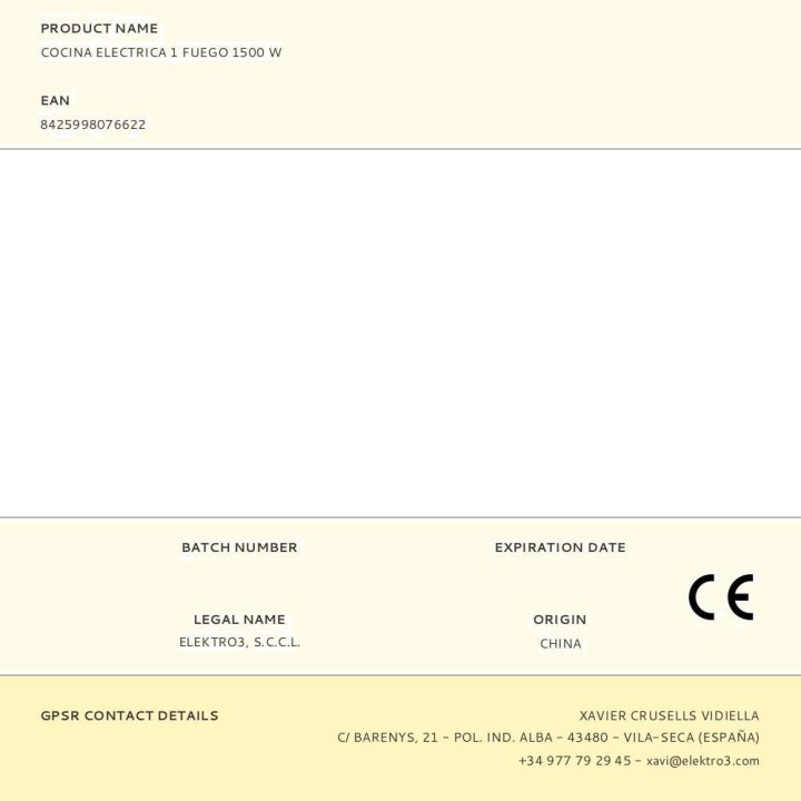 EDM Aragaz electric cu 1 zonă 1500 W 07662