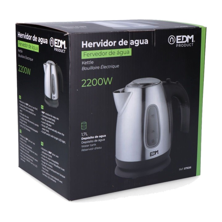 EDM Bollitore elettrico in acciaio inox 1,7 L 2200 W 07656