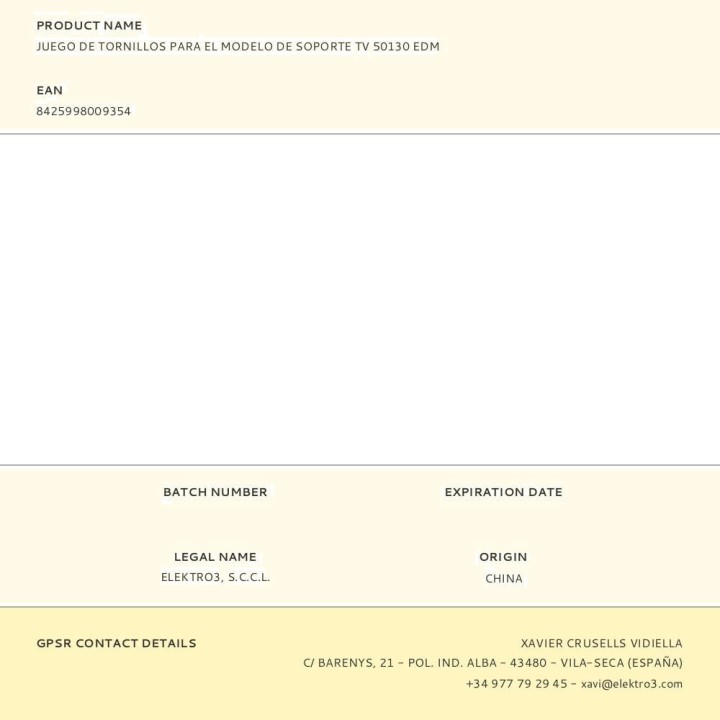 EDM Set di viti per supporto TV 50130 00935