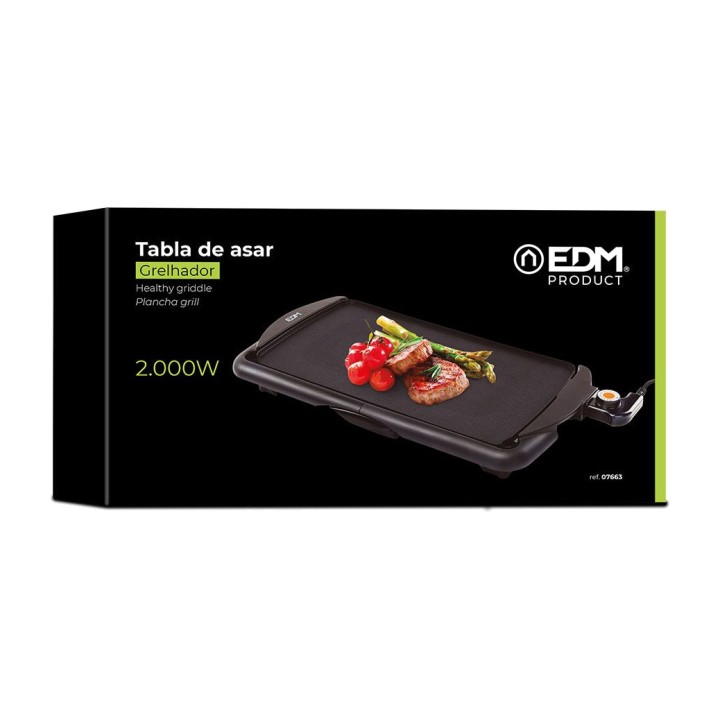 EDM Plancha électrique antiadhésive 2000 W 64,5X30CM 85 MM