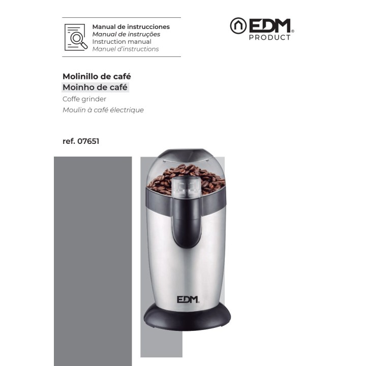 EDM Stainless steel electric coffee grinder 120 W 07651