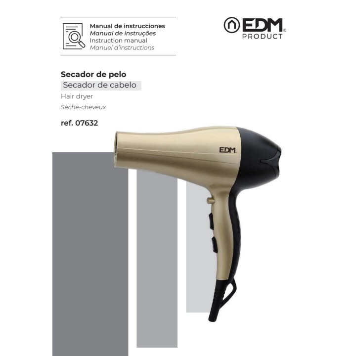 EDM Sèche-cheveux ionique avec diffuseur 1900-2300W 07632