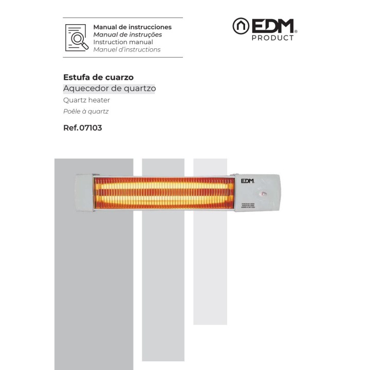 EDM Adjustable quartz bathroom heater MARFIL-600/1200W 10,5