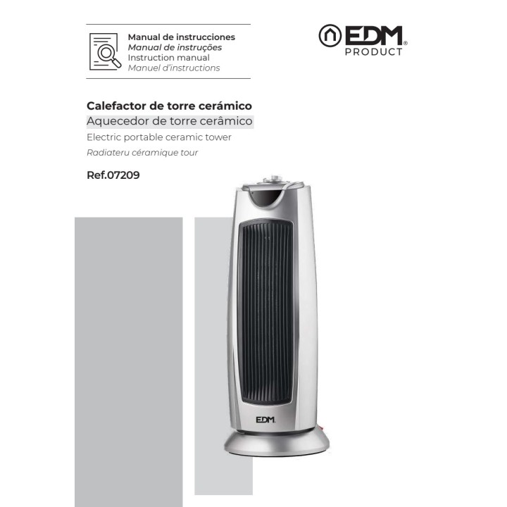 EDM Oscilirajoči keramični stolpni grelnik SILVER 1000-2000W
