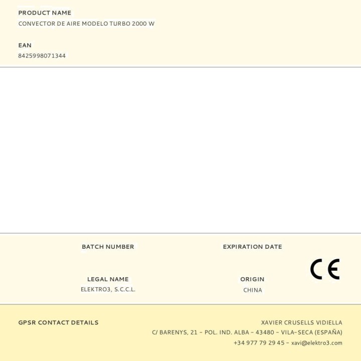EDM Termoconvettore turbo 2000 W 49 CM 07134