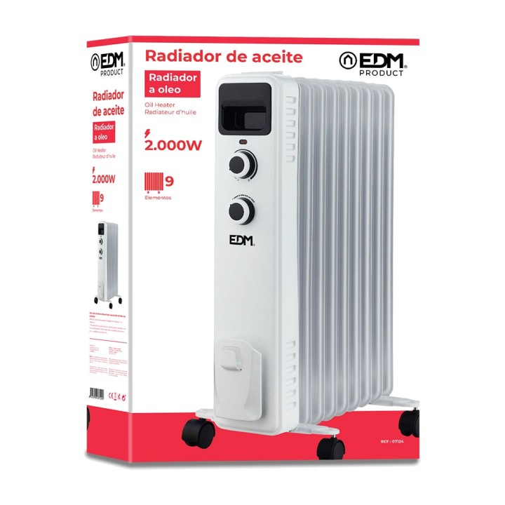EDM Radiador de aceite de 9 elementos 2000 W 41X25X60CM 07124
