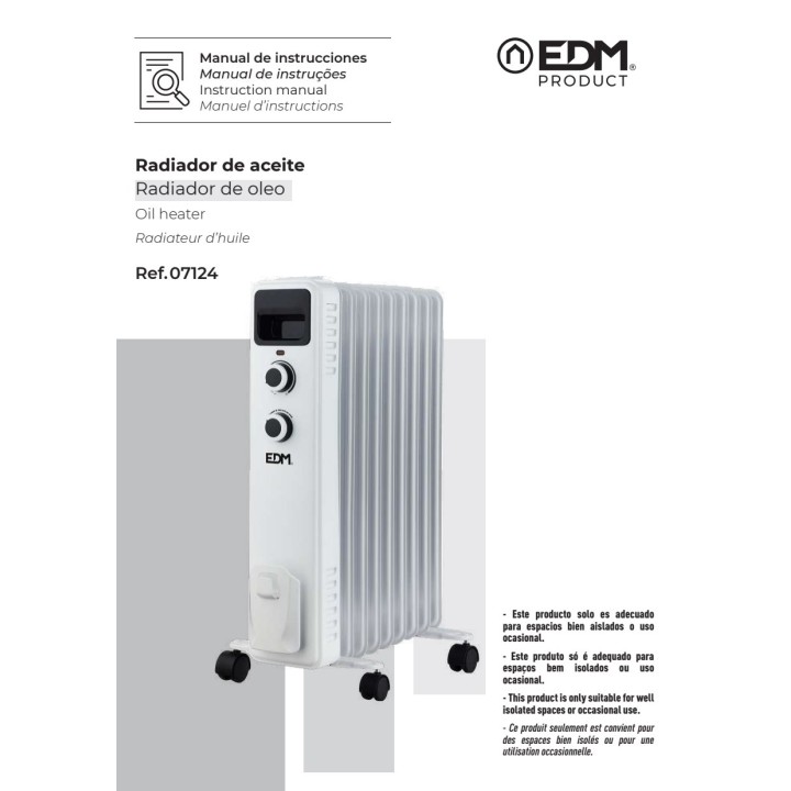 EDM Radiador de aceite de 9 elementos 2000 W 41X25X60CM 07124