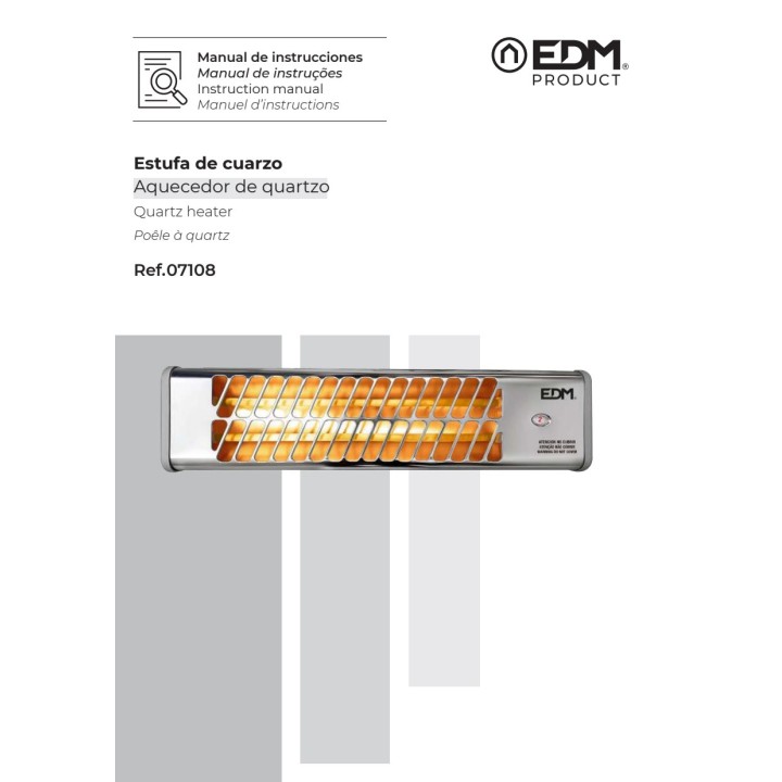 EDM Stufa da bagno al quarzo orientabile CROMO-600/1200W