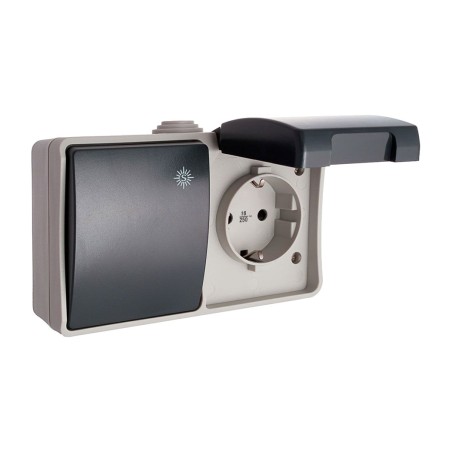 interruttore con presa stagna da parete 2p+t ip44 16 a 250 v