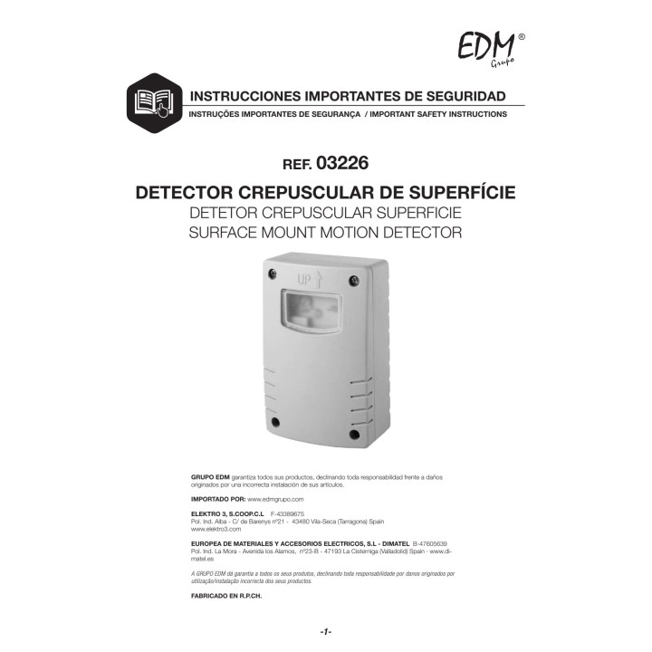 EDM Interruttore crepuscolare regolabile da superficie per