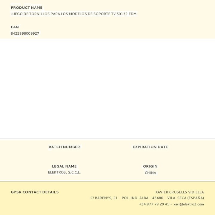EDM Set di viti per supporto TV 50132 00992