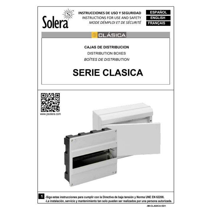 SOLERA Caja de distribución para 1 elemento 689B 40X140X58MM (2UD) 61050