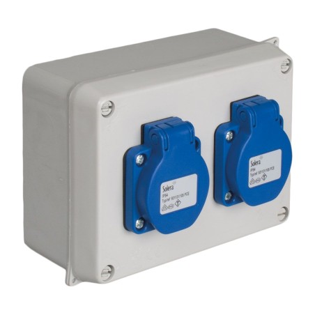 caja estanca con 2 bases schuko montadas 816-5 ip54 16 a 250 v 153x100x65mm