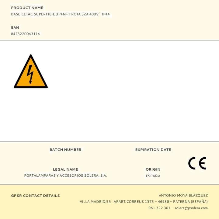SOLERA Industrisokkel til overflademontering CETAC 3P+N+T 32
