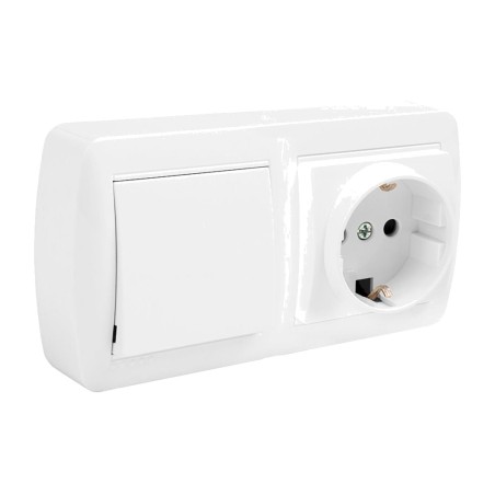 prise de courant en saillie avec permutateur mural-2p+t 16 a 250 v 138x42x72 mm