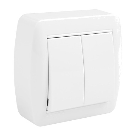 surface-mounted double two-way switch mural-10 ax 250 v 74x72x28 mm
