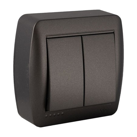 double interrupteur va-et-vient en saillie mural-10 ax 250 v 74x72x28 mm