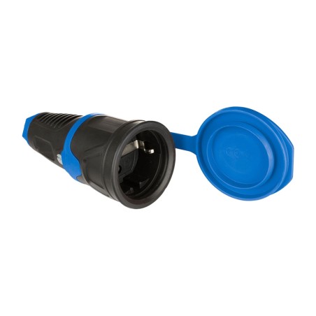 base de enchufe aérea schuko de caucho con tapa ip54 16 a 250 v 4,8 mm