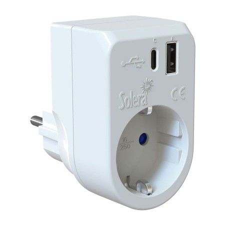 plug adapter with earth contact and usb-a and usb-c ports 860usbac 16 a 250 v ip20