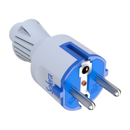 Ștecher de cauciuc cu priză dublă de împământare ip44 16 a 250 v 4,8 mm