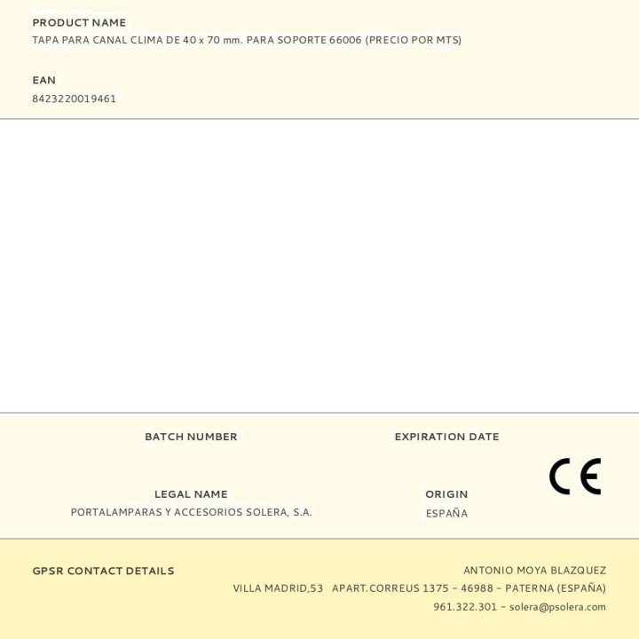 SOLERA Cover for air-conditioning trunking PVC-IP40 2 M