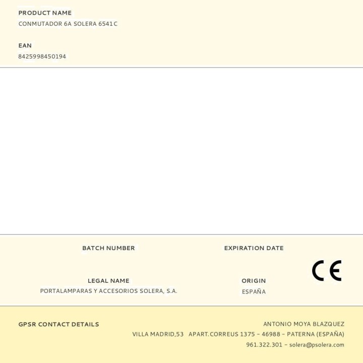 SOLERA Zwischenschalter für Kabelmontage 6541C 6 A 250 V
