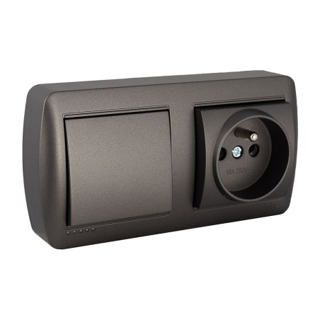 base d'endoll de superfície amb presa de terra francesa i commutador mural-2p+t 16 a 250 v
