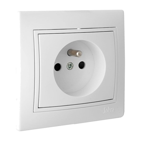 base de enchufe bipolar de empotrar con toma de tierra francesa, obturador y marco europa-erp60fu 16 a 250 v