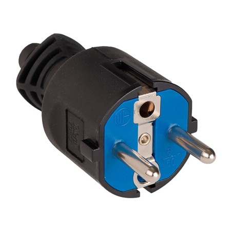 schuko-stecker aus pvc mit klappbarer zugentlastung und doppeltem schutzkontakt 16 a 250 v