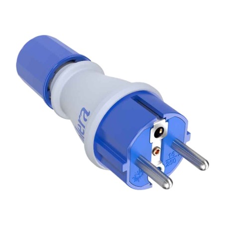 schuko-kontakt med kabelgenomföring och hopfällbar kabelhållare ip54 16 a 250 v