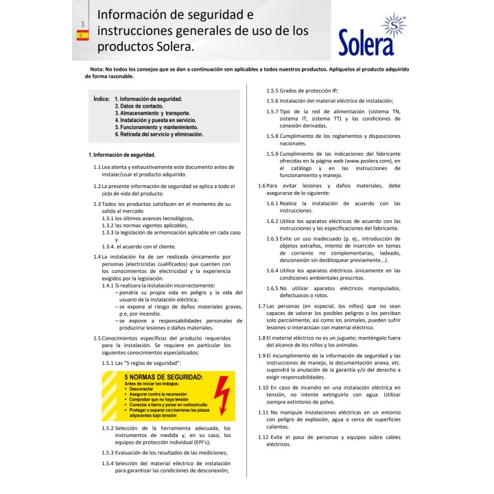 SOLERA Rejseadapter til midlertidig brug 2P 10 A 250 V 2300