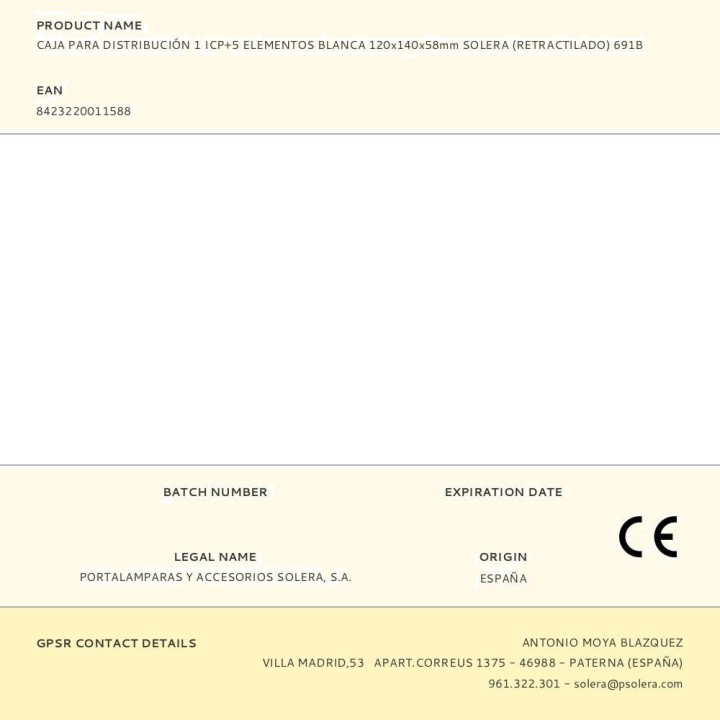 SOLERA Caixa de distribució per a ICP i 5 elements 691B
