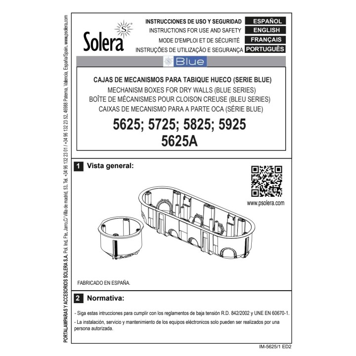 SOLERA Cutie universală pentru mecanisme în perete gol