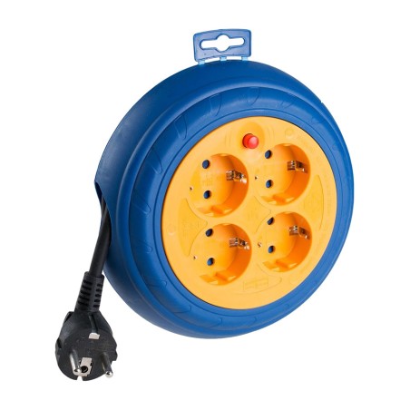 enrouleur de câble avec 4 prises bipolaires avec terre et protection thermique 3 m 3g1,5 mm2 3200 w