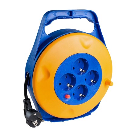 cable reel with 4 two-pole sockets with earth h05vv-f 3g1,5 mm2 ip20