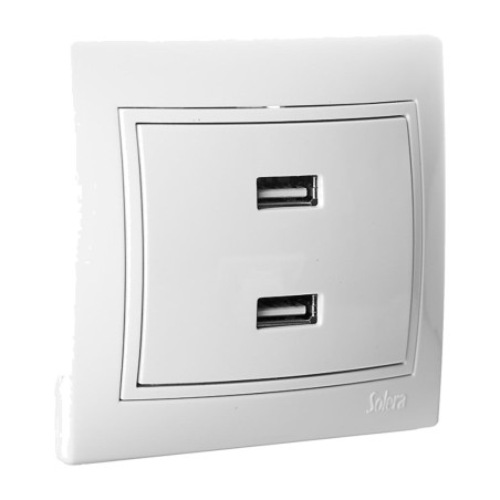 flush-mounted double usb charger with frame europa-5v 4200 ma