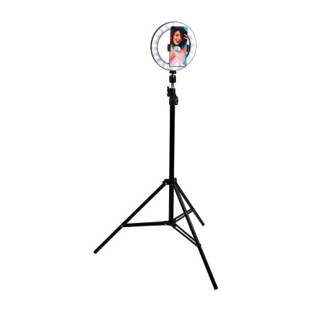 dimbar led-ringlampa med utdragbart stativ för selfies 20 cm usb-a