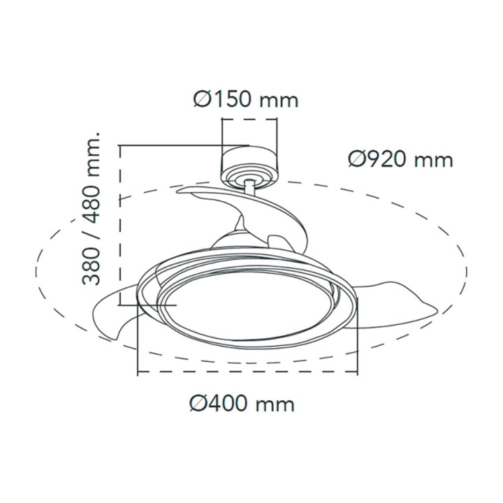 CRISTALRECORD Ventilateur de plafond LED avec pales