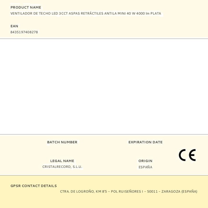 CRISTALRECORD Ventilatore da soffitto LED con pale