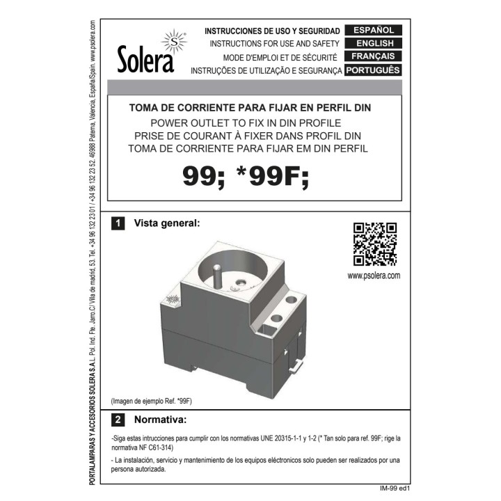 SOLERA Modułowe gniazdo schuko na szynę DIN 16 A 250 V (2UD)