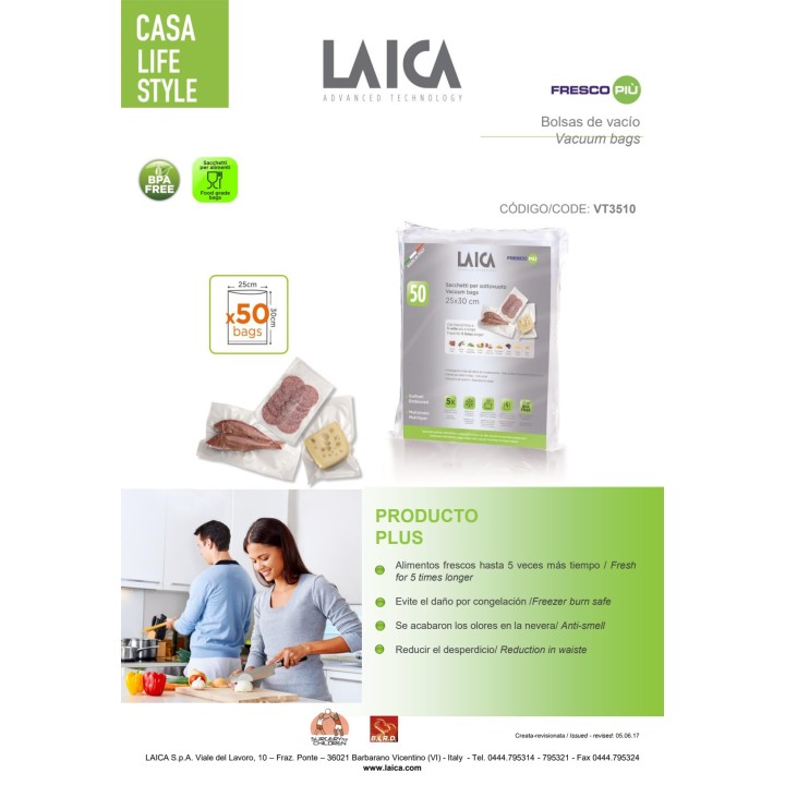 LAICA Bolsas de conservación al vacío 25X30CM 50 UDS 07447