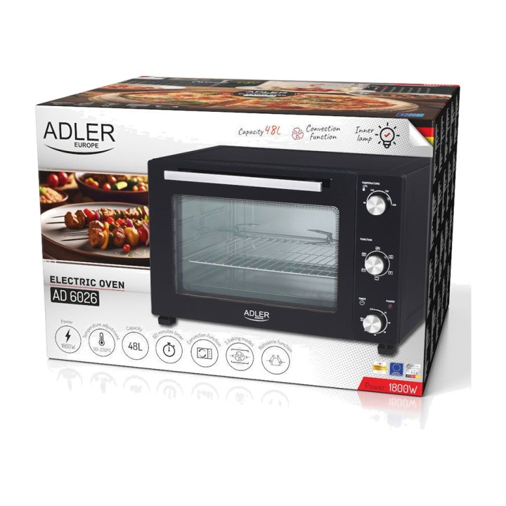 ADLER Horno eléctrico de convección con asador AD6026 1800 W