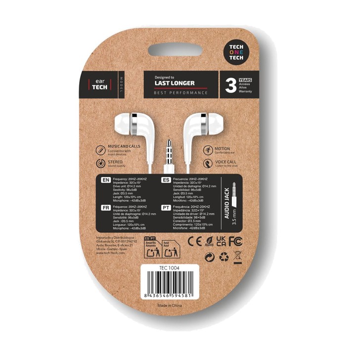 TECH ONE Căști intraauriculare cu cablu și microfon