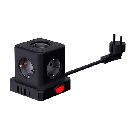 base aérea de sobremesa de 5 tomas schuko con interruptor y 4 usb 3680 w 16 a 250 v 1,5 m