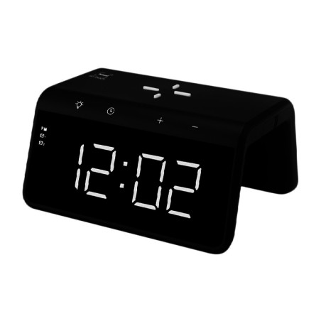 réveil numérique led avec chargeur sans fil qi 10 w
