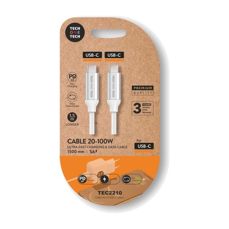 braided nylon cable with dual usb-c connector pd 100 w 5 a 1,5 m