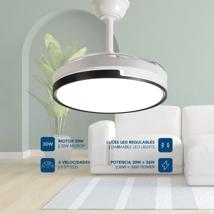 DAEWOO Deckenventilator mit LED-Leuchte und einziehbaren