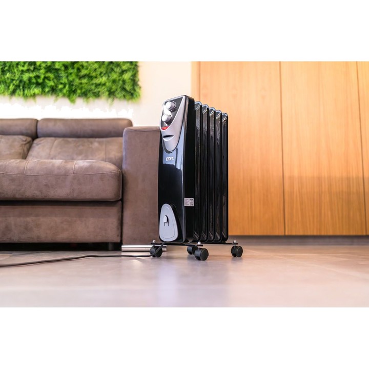 EDM Radiador sin aceite de 8 elementos BLACK-EDITION 500/1000/1500W 64 CM 07127