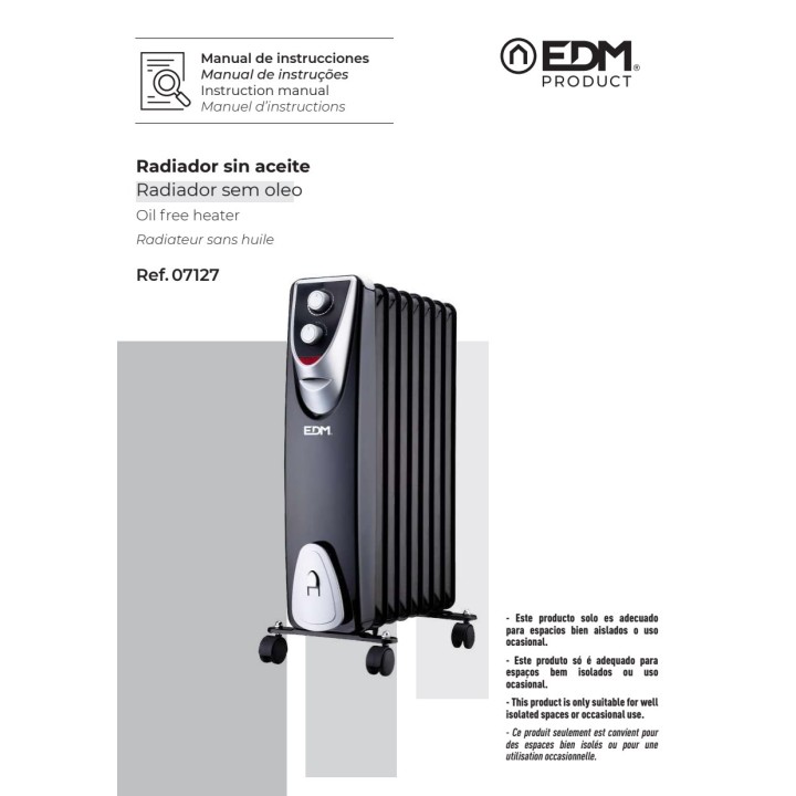 EDM Ölfreier Heizkörper mit 8 Elementen BLACK-EDITION